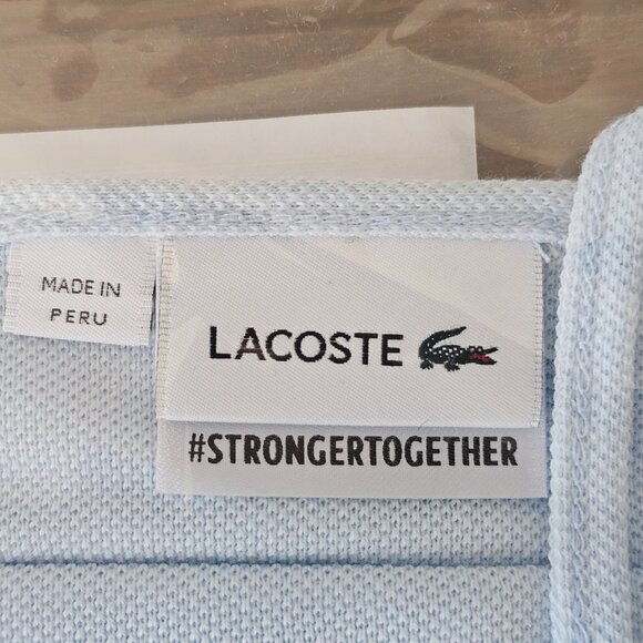 NIP LACOSTE Light Blue Pique Cotton Ear Loop Face Mask Unisex One Size OS - Picture 5 of 5